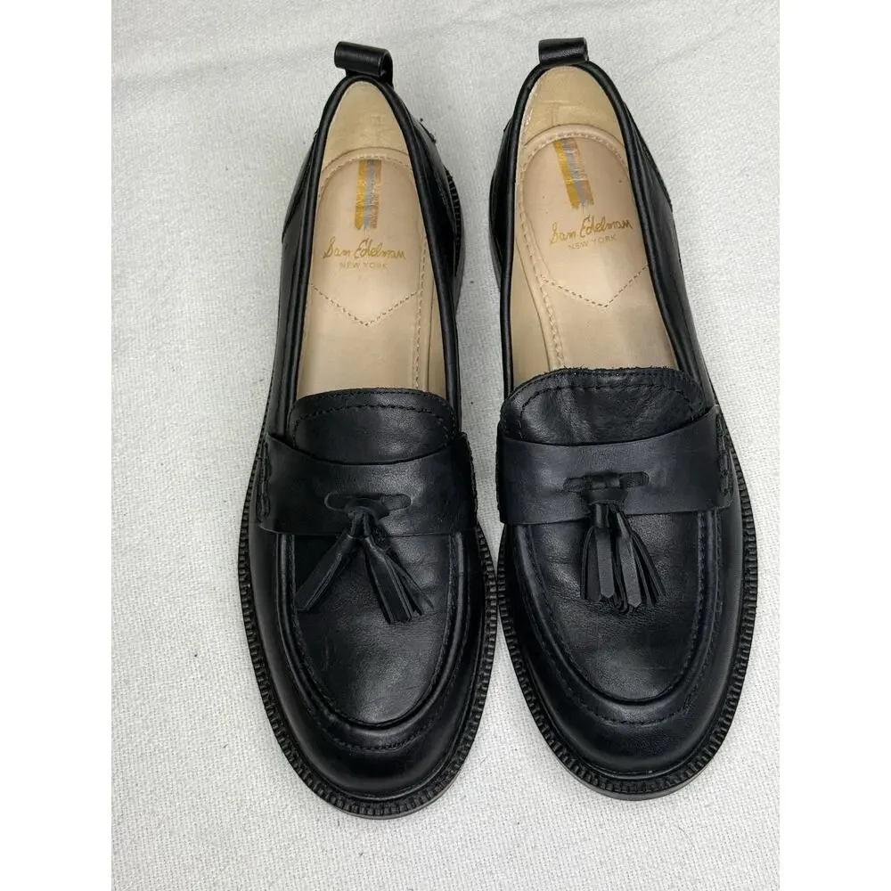Sam Edelman Women's Caylia Leather Loafer, New, US 8.5 Size , Color Black